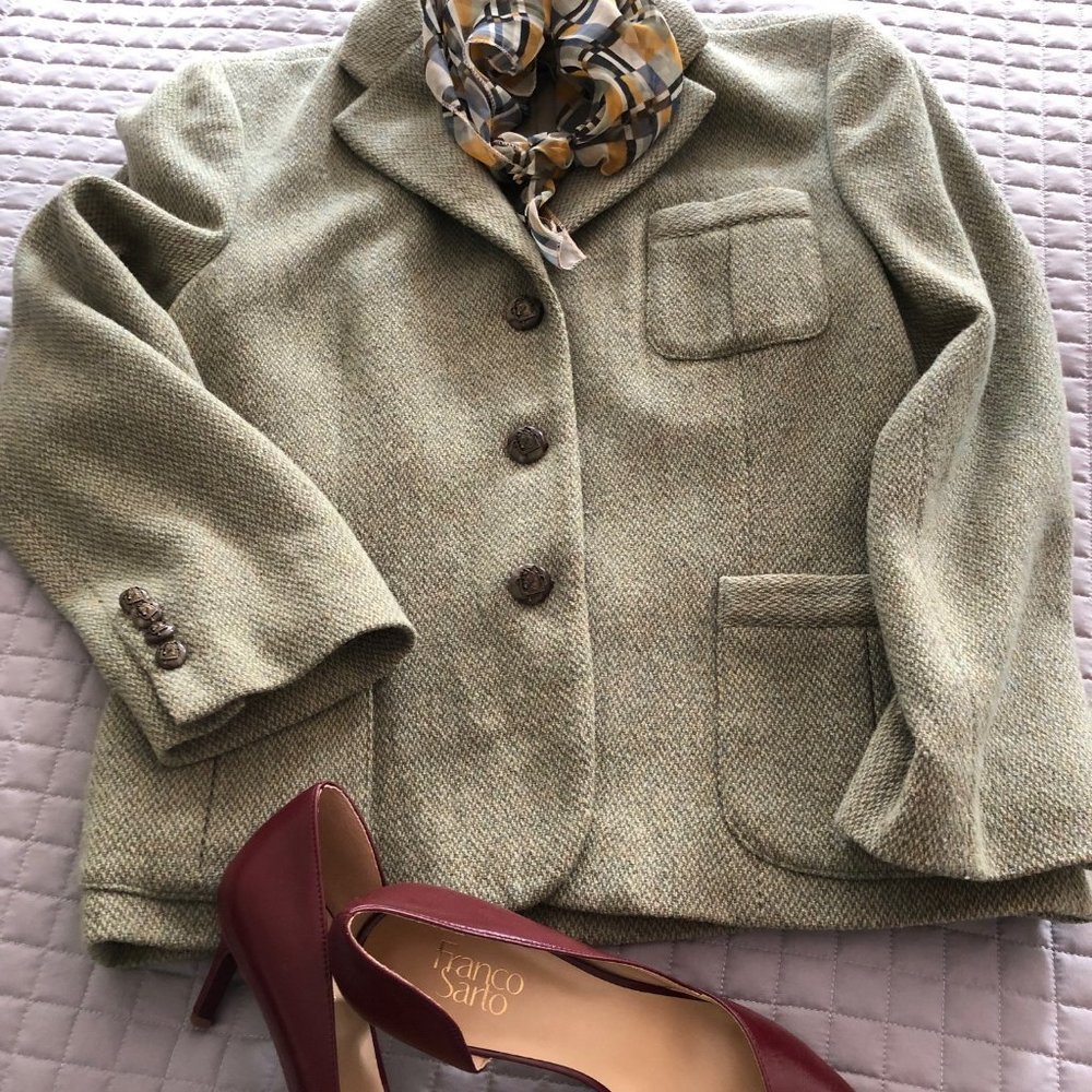Lauren Ralph Lauren Green Tweed Blazer Sz 14